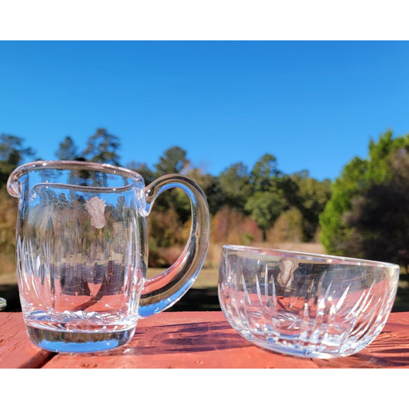Waterford Crystal Cream & Sugar Set Cut Ireland Heavy Clear Glass Vintage - Picture 4 of 13
